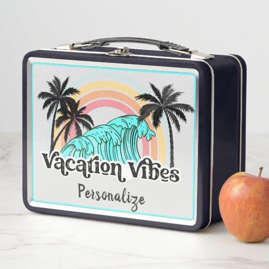 Vacation Vibes Ocean Waves Palmen Bäume Personalis Metall Brotdose (Beispiel)