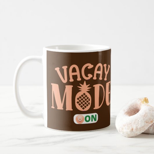 VACAY MODE AUF lustige Ferien Kaffeetasse (Mit Donut)