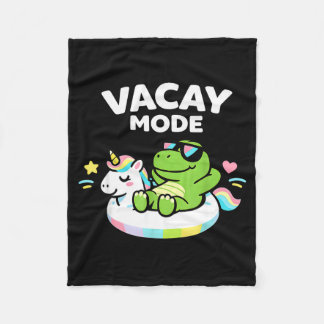 Vacay Mode Cute Dinosaur Unicorn Float Vacation Fleecedecke