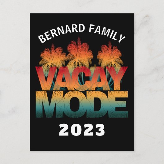 VACAY MODE FAMILIENURLAUB POSTKARTE (Vorderseite)