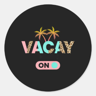 Vacay Mode On Kids Vacation Palm Tree Leopard Runder Aufkleber