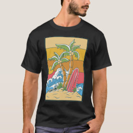 Vacay Mode Tropischer Sommerurlaub Sunset Retro T-Shirt