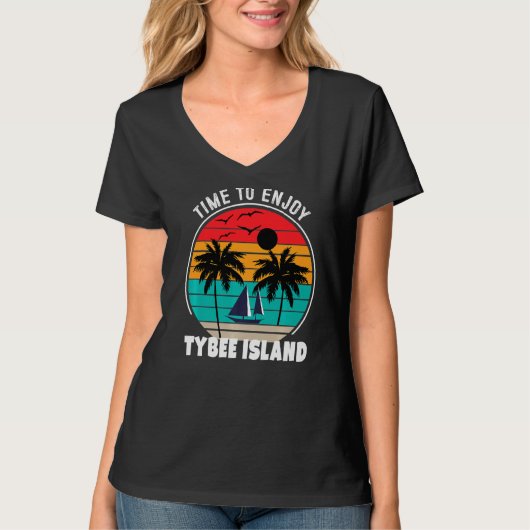 Vacay-Modus Zeit zu genießen Tybee Island Retro T-Shirt (Vorderseite)