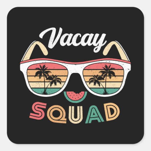 Vacay Squad Funny Beach Sommerurlaub Quadratischer Aufkleber (Vorderseite)