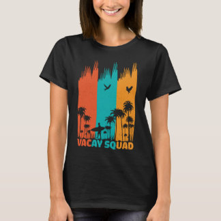 Vacay Squad Retro Surfing Summer Palm Tree Family T-Shirt