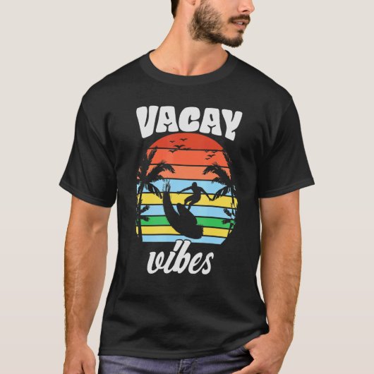 Vacay Vibes Retro Beach Urlaub Sommerangebot Männe T-Shirt (Vorderseite)