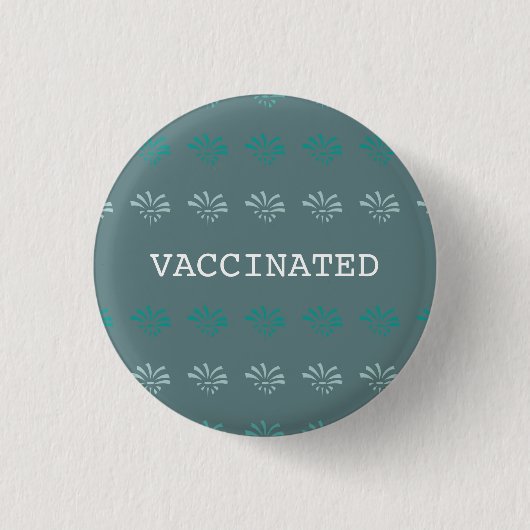 VACCINATED blauen Blumendruck Button (Vorderseite)