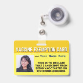 Vaccine Religious Exemption Card ID Abzeichen Ausweis (Front with Retractable)