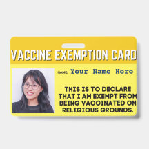 Vaccine Religious Exemption Card ID Abzeichen