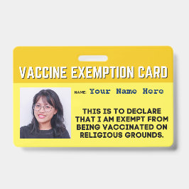 Vaccine Religious Exemption Card ID Abzeichen Ausweis