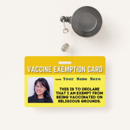 Vaccine Religious Exemption Card ID Abzeichen Ausweis