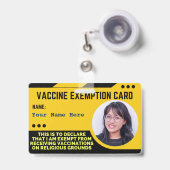 Vaccine Religious Exemption Card ID Abzeichen Ausweis (Front with Retractable)