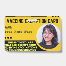 Vaccine Religious Exemption Card ID Abzeichen