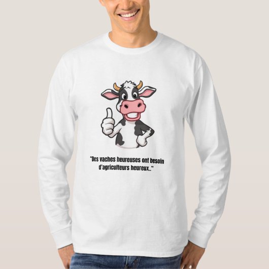 Vache Positive – T-shirt Cartoon Humoristique (Vorderseite)