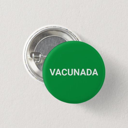 Vacunada grünes, weißes Spanisch Impfstoff Button (Vorne & Hinten)