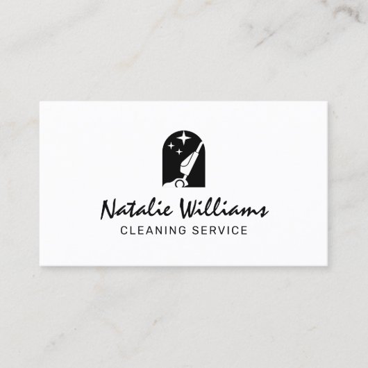Vacuum cleaner logo cleaning Business Card Visitenkarte (Vorderseite)