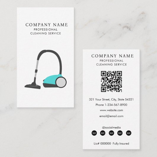 Vacuum Cleaner Professional Cleaning Services Visitenkarte (Vorne/Hinten)