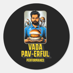 Vada Pav-starke Leistung Desi-Essen Lustiger Wortw Runder Aufkleber