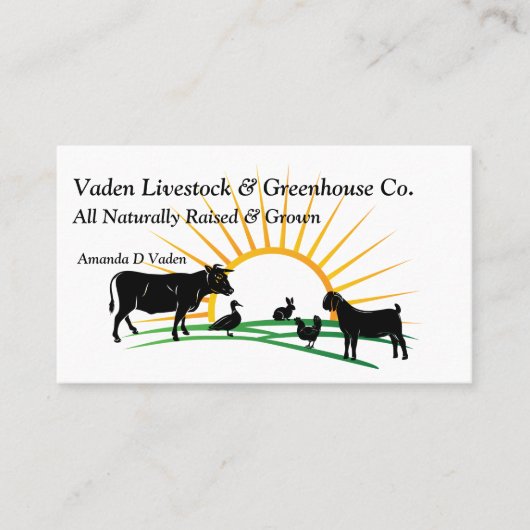 Vaden-Viehwirtschaftskarte Visitenkarte (Vorderseite)