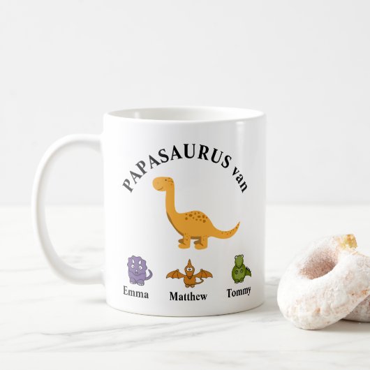 Vaderdag cadeau papasaurus mok kaffeetasse (Mit Donut)