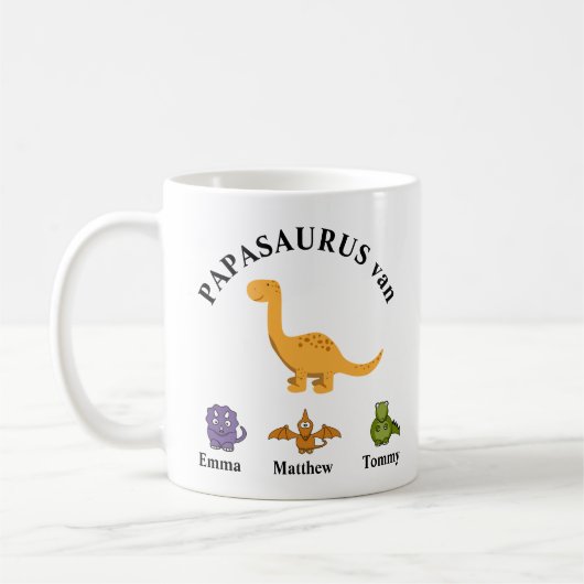 Vaderdag cadeau papasaurus mok kaffeetasse (Links)