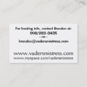 vaders Geliebte-Visitenkarte Visitenkarte (Rückseite)