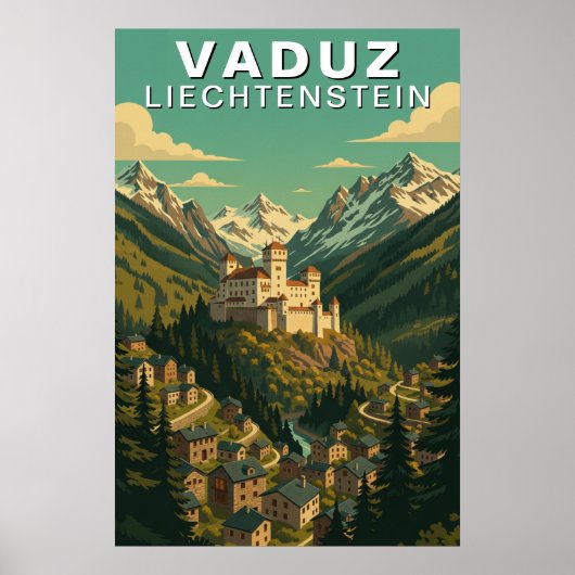 Vaduz, Liechtenstein Alpine Hillside Travel Poster (Vorne)