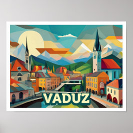 Vaduz Liechtenstein Reisen künstlerisch farbenfroh Poster