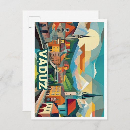 Vaduz Liechtenstein Reisen künstlerisch farbenfroh Postkarte (Vorne/Hinten)