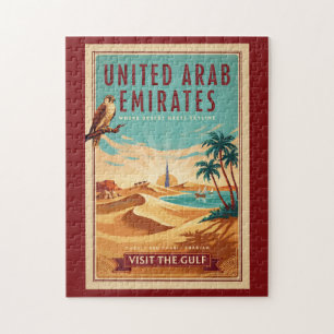 VAE Dubai Falke Wüstenillustration Reise Kunst Puzzle