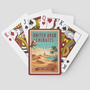 VAE Dubai Falke Wüstenillustration Reise Kunst Spielkarten