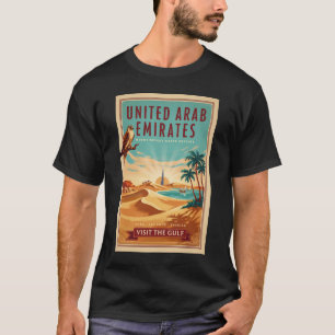 VAE Dubai Falke Wüstenillustration Reise Kunst T-Shirt