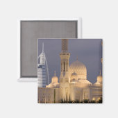 VAE, Dubai. Moschee am Abend mit Burj al Arab Magnet (Vorderseite/Rückseite)