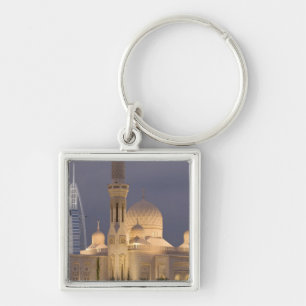VAE, Dubai. Moschee am Abend mit Burj al Arab Schlüsselanhänger