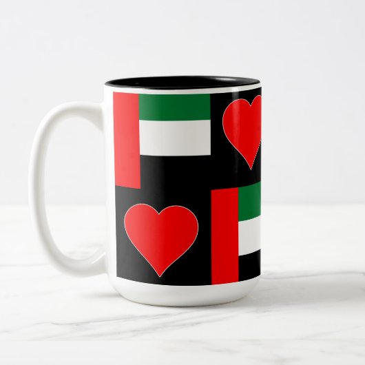 VAE Flag Herzspass Patriotic Vereinigte Arabische  Zweifarbige Tasse (Links)