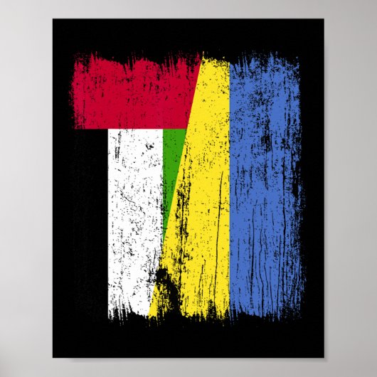 VAE Ukraine Halbflagge Emirati ukrainisches Erbe Poster (Vorne)