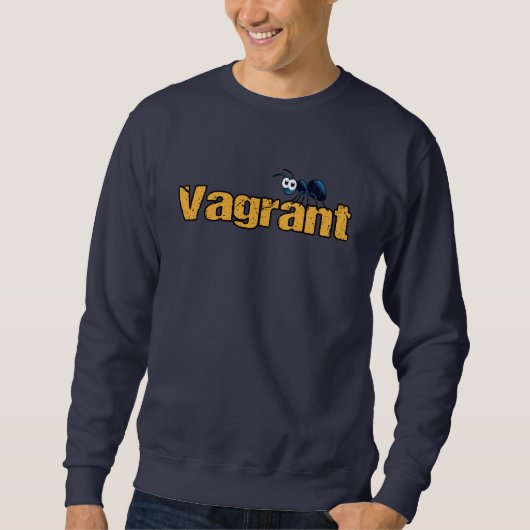 Vagabund in beunruhigtem Schriftart mit schwarzer Sweatshirt (Vorderseite)