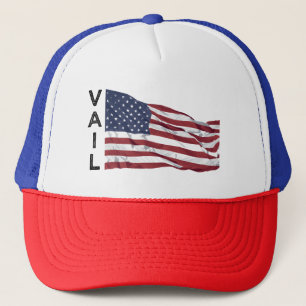 Vail Colorado Berg Patriotische Amerikanische Flag Truckerkappe