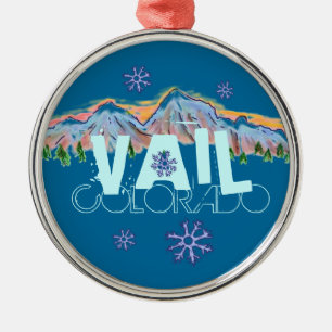 Vail Colorado Gebirgsschneeflockeverzierung Silbernes Ornament