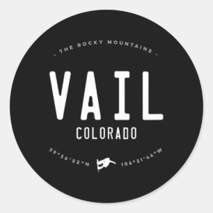 Vail Colorado Grafik beängstigend Vintages Snowboa Runder Aufkleber