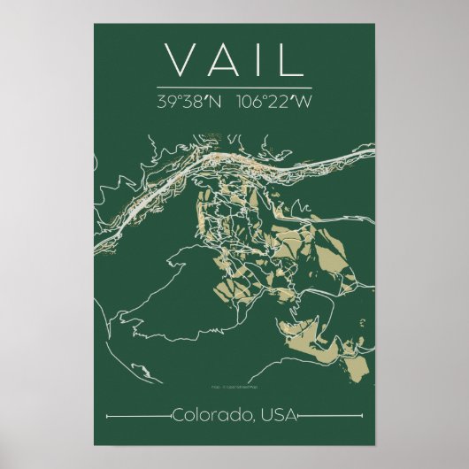 Vail Colorado Karte Poster Mountain Edition Minima (Vorne)