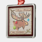 Vail Colorado künstlerische Elche Silbernes Ornament (Links)