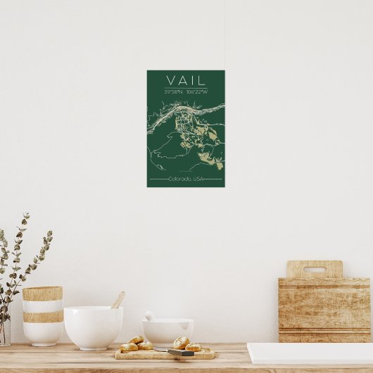 Vail Colorado Map Poster Mountain Edition Minimal (Küche)