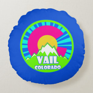 Vail Colorado Neon Berge Rundkissen Rundes Kissen