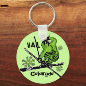 Vail Colorado Neon Green Skier Theme Schlüsselanhä Schlüsselanhänger (Vorderseite)