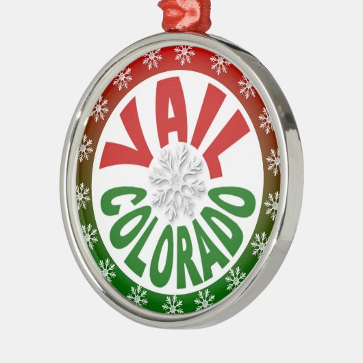 Vail Colorado Roter Schneeflocke Silbernes Ornament (Links)