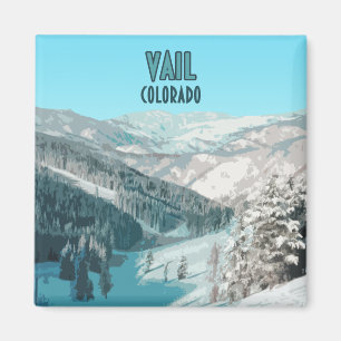 Vail Colorado Schneebedeckte Berge Vintage Magnet