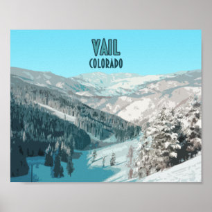 Vail Colorado Schneebedeckte Berge Vintage Poster