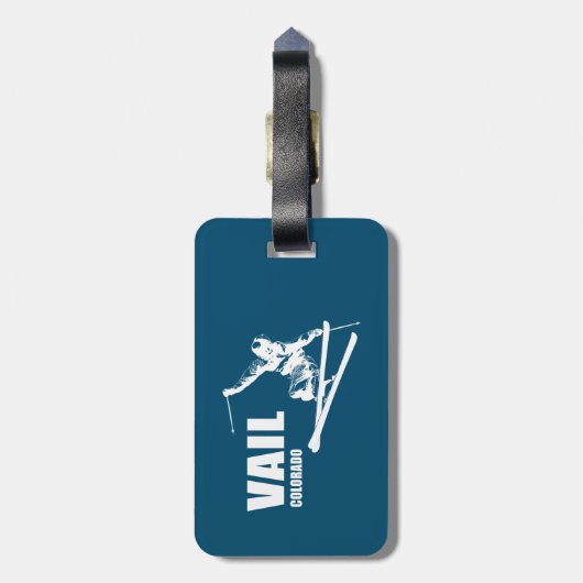 Vail Colorado Skier Gepäckanhänger (Rückseite vertikal)
