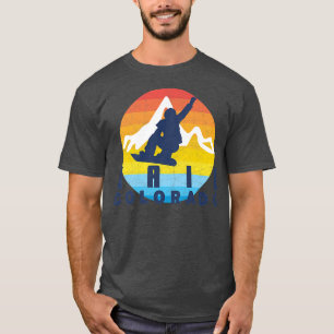 Vail Colorado Snowboard Vail Retro 70er Runde Sonn T-Shirt